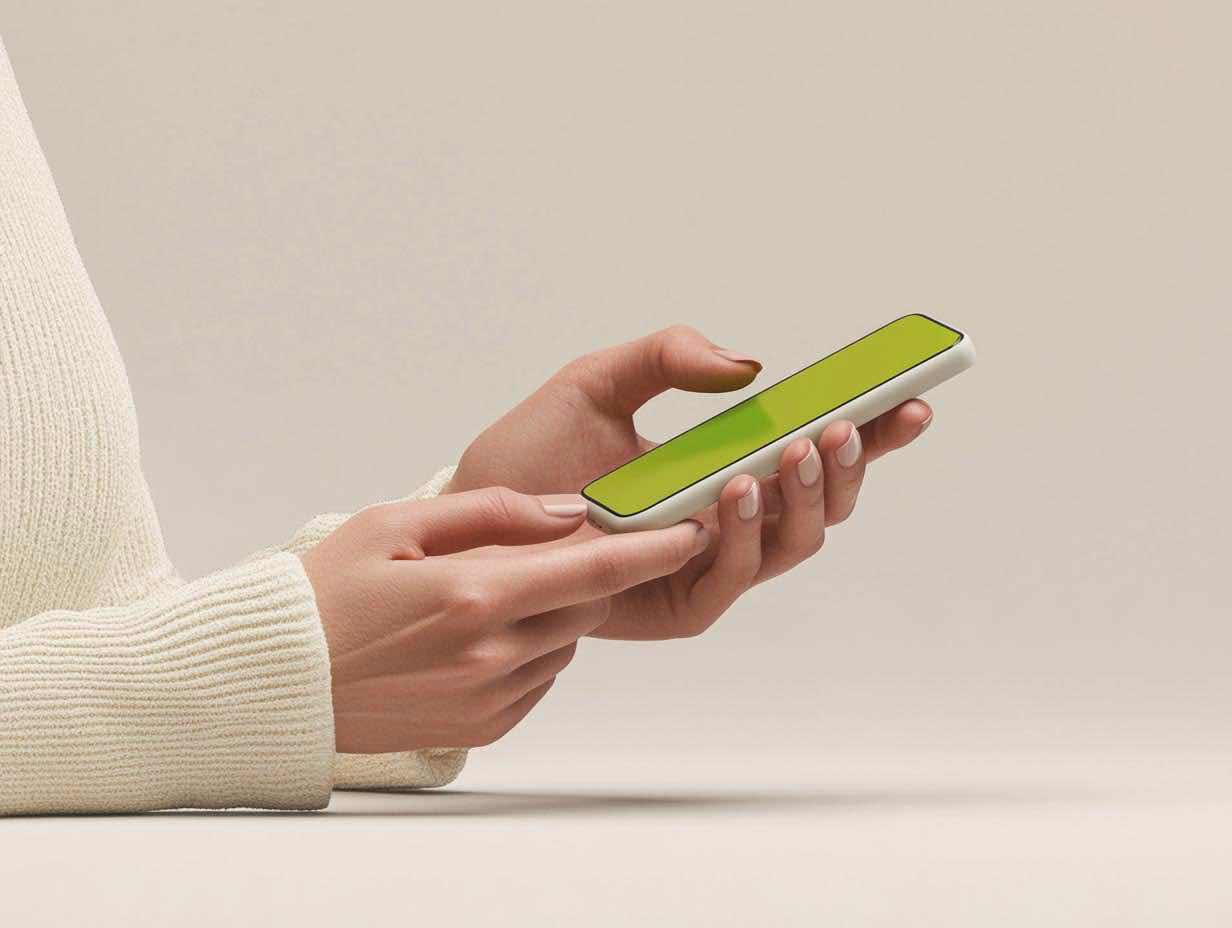 Person holding a phone completing an online evaluation