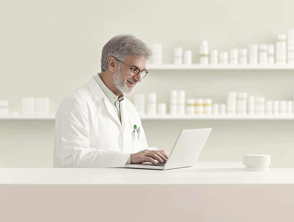 Clinician reviewing information and preparing prescription