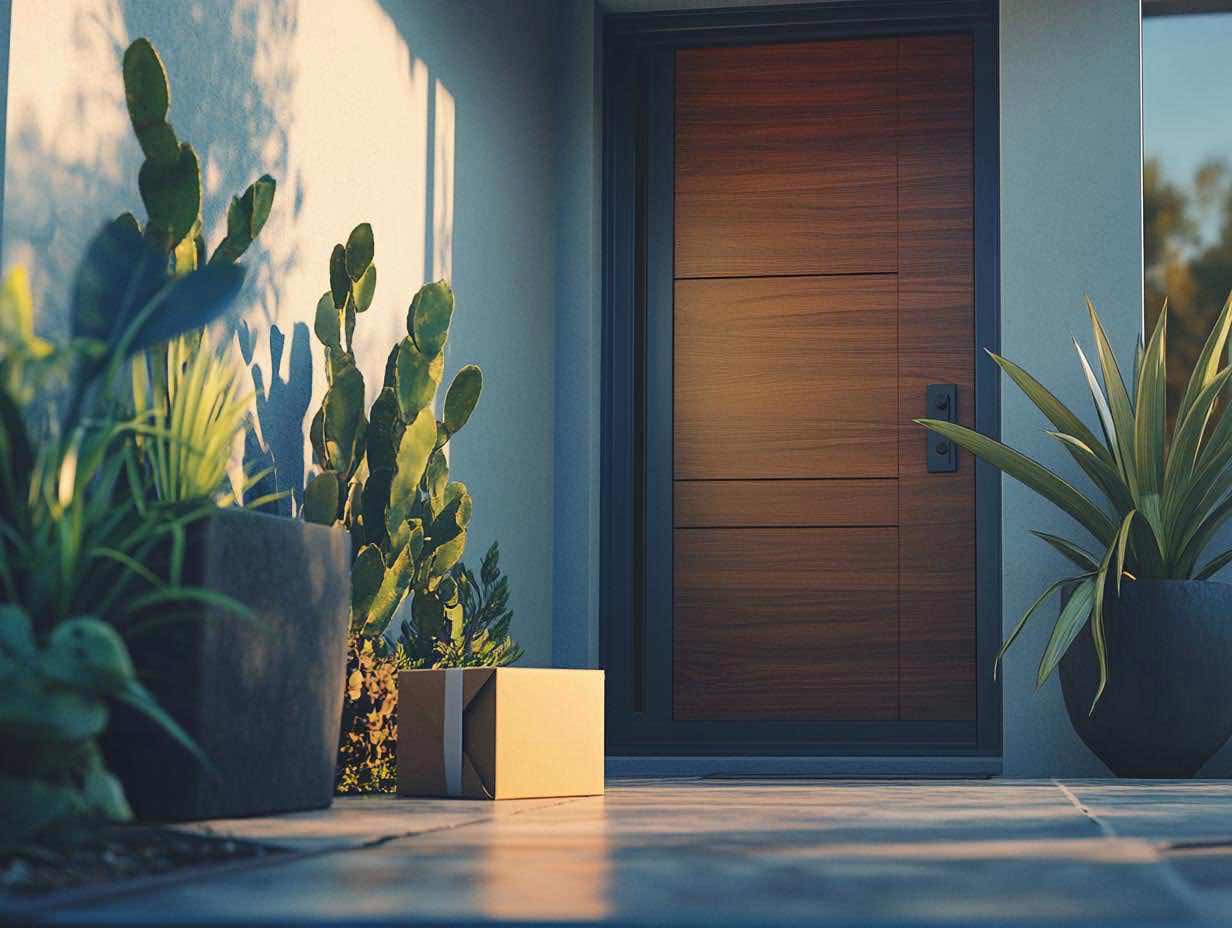 Package delivered to a doorstep